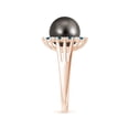 thumbnail image 3 of Angara Tahitian Cultured Pearl and Blue Diamond Ring in 14K Rose Gold for Women | June Birthstone Jewelry for Her, 3 of 8