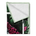 thumbnail image 2 of Ambesonne Leopard Fleece Throw Blanket Abstract Jungle Wild Cat 50"x60" Emerald Magenta and Black, 2 of 5