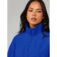 thumbnail image 5 of Royal Blue Womens Oversized Half-Zip Funnel Neck Windbreaker Jacket, 5 of 6