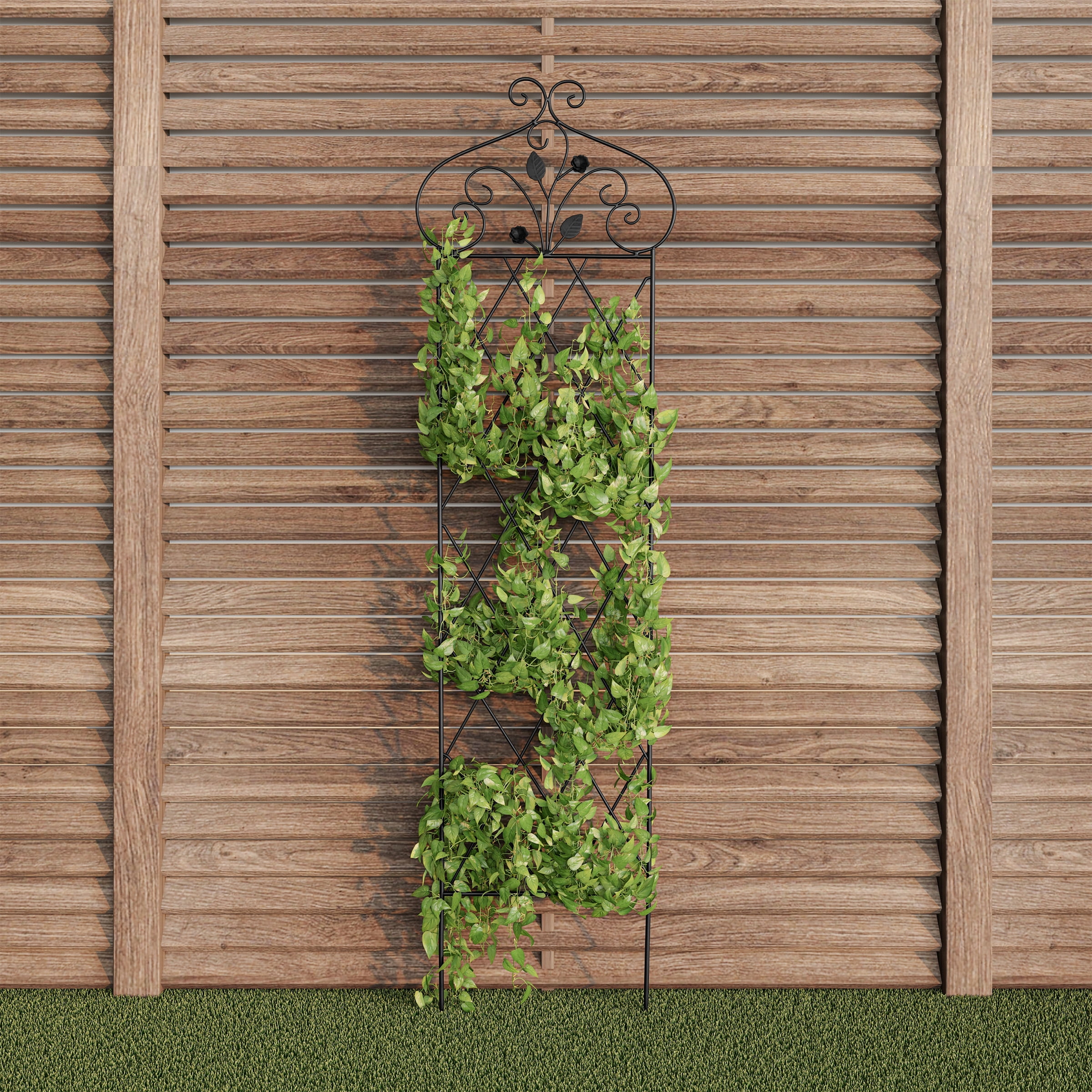 Pure Garden 63-Inch Garden Trellis for Climbing Plants and Veggies (Black)