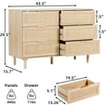 thumbnail image 2 of LAZZO 6-Drawer Rattan Dresser, Modern Chest of Drawers, Wooden Storage Organizer for Bedroom, Living Room & Hallway, Natural Wood Color, 2 of 7
