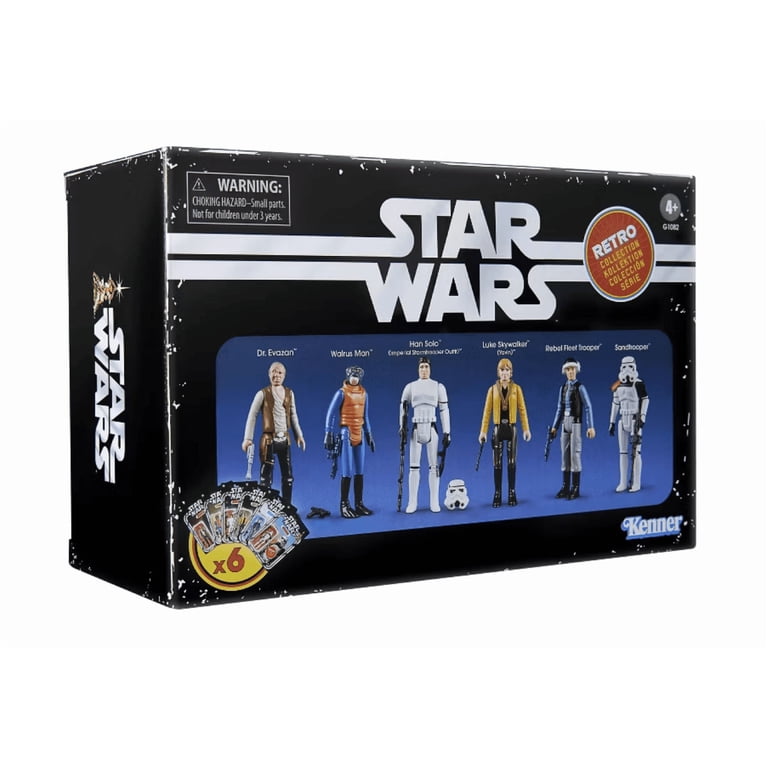 Star Wars Retro Collection Dr. Evazan, Walrus Man, Han Solo, Luke