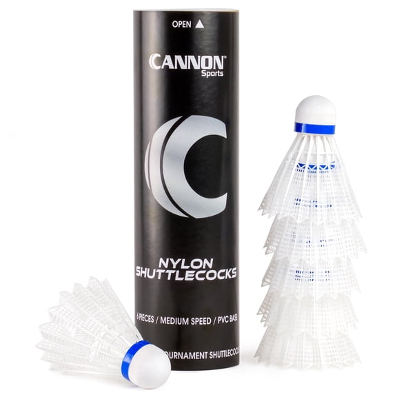 Cannon Sports Badminton Shuttlecocks – Medium Speed Nylon Badminton Birdies – Durable Plastic Shuttlecocks for Indoor Outdoor Badminton (White, 6 Pack)