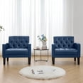 thumbnail image 6 of LAZZO Accent Chair, Mid-Century Modern Leather Tufted Armchairs for Living Room and Office, Blue, 6 of 7