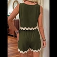 thumbnail image 4 of Conjuntos de Vacaciones de 2 Piezas para Mujer, Conjuntos Casuales, Camisetas Sin Mangas y Pantalones Cortos, Conjunto A Juego, Verde L, 4 of 6