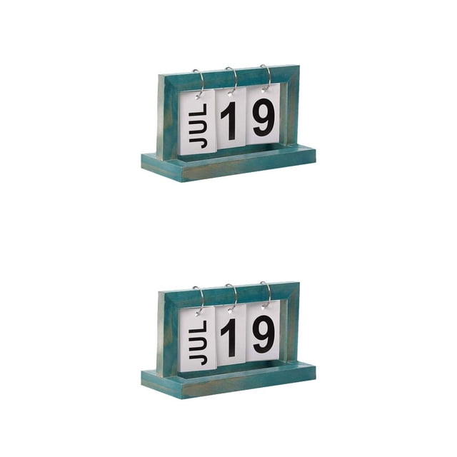 Calendario de giro de página Toystoory para Sala de estar Dormitorio Aula Decoración Madera 20x12x9cm Negro Azul Color madera