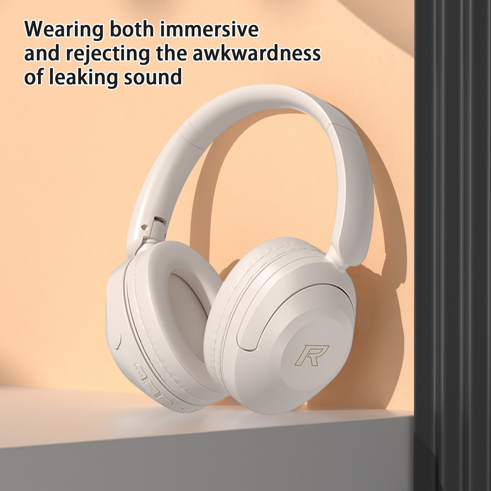 Oggfader Wireless Headphones Bluetooth Headset With Microphone Wireless Headset With Mic Bluetooth 5.3 Headset 10 Hrs Working Noise Cancelling Bluetooth Headset White