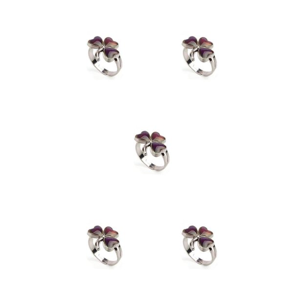 Sonducket Anillos de humor termocromáticos fáciles de combinar moda Retro ligera temperatura cambiable joyería diseño único trébol de fiesta Trébol 5piezas Sonducket CBP222360