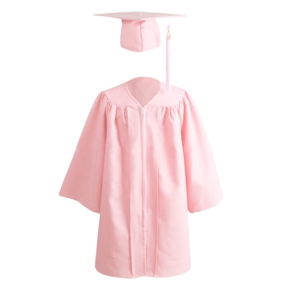 Zwiiyzr Preschool Kindergarten Graduation Gown Cap Sash Set with Tassel for Unisex 3-9 Years Pink