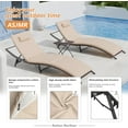 thumbnail image 3 of Chaise Lounge Outdoor Set of 3, Pool Lounge Chairs with Adjustable Backrest & Folding Table, Wicker Outside Furniture for Patio Backyard Porch Borwn, 3 of 15