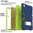 thumbnail image 3 of Dteck Case for Samsung Galaxy Tab A8 10.5 2022 tablet SM-X200/X205, Heavy Duty Hybrid Rugged 3 Layer Full Body Protection Case with Built-in Kickstand,Navy+Green, 3 of 8