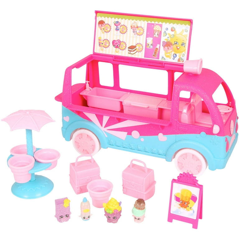 Shopkins Toy Food Truck Ice Cream Van 10 Long Toy Car Pink Green Food  Serving Pretend Play Toy 