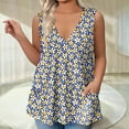 thumbnail image 5 of GIPQJK Summer Workout Tank Tops for Women Plus Size Deep V Neck Sleeveless Shirt 2025 Summer Floral Print Casual Workout Tank Top with Pockets,Royal Blue 4XL, 5 of 5