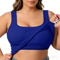 thumbnail image 3 of TARIENDY Plus Size Tank Tops for Women with Padded Lined U Neck Ribbed Basic Tanks Wide Straps Sleeveless Shirts with Built in Bra Blue XXXL, 3 of 10