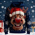 thumbnail image 3 of XIAOCHA Christmas Reindeer Hoodie Sweatshirt For Men Long Sleeve Snowflake Print Casual Pullover Top, Dark Blue, Sizes XL, 3 of 3