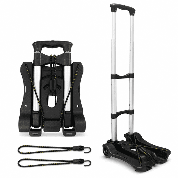 Folding Hand Truck and Dolly 110-lbs Lightweight Portable Luggage Cart for School Travel Office Moving (Black)
