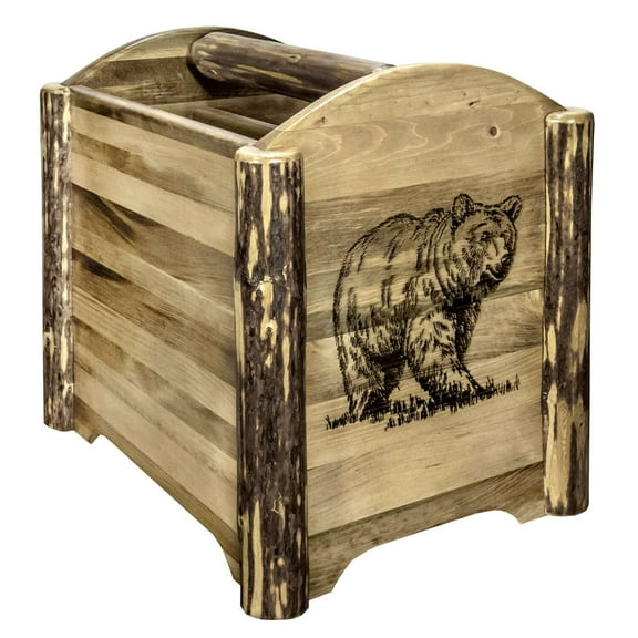 Glacier Country Collection Magazine Rack w/ Laser Engraved Bear Design