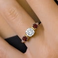 thumbnail image 4 of Gem Stone King 925 Sterling Silver and 10K Yellow Gold White Moissanite and Red Garnet 3 Stone Engagement Ring for Women (1.95 Cttw, Cushion Cut 6MM and 4MM, Available in Size 5, 6, 7, 8, 9), 4 of 4
