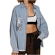 thumbnail image 1 of Chaquetas de mezclilla para mujer Abrigo casual de moda Bolsillos Lentejuelas Sólido Manga larga Sin capucha Tops Chaqueta de mezclilla Prendas de abrigo Odeerbi ODB-2, 1 of 9
