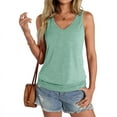 thumbnail image 3 of Womens Banded Bottom V Neck Tank Tops Sleeveless Shirts Casual Loose Fit Clothes 2026 Summer Light green XL, 3 of 8