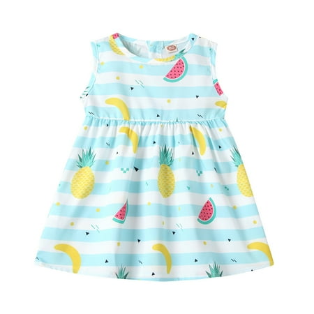 

AIMAOMI Toddler Baby Girls Sleeveless Stripe Fruit Dress Princess Dress H
