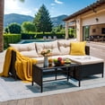 thumbnail image 2 of Homall Outdoor Rattan Sofa,L-Shaped Lounge Chair with Table,Black Rattan and Beige Cushion, 2 of 7