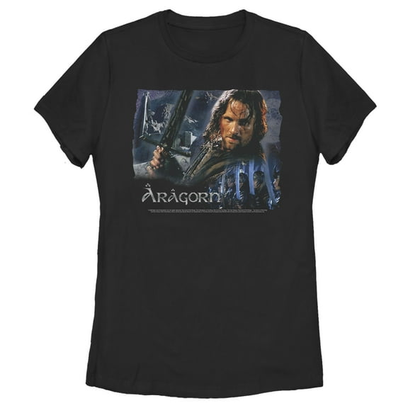 Women's The Lord of the Rings Two Towers Aragorn Ready for Battle  Graphic Tee Black X Large