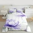 thumbnail image 2 of Castle Fairy 3-Piece Full Size Comforter Set - Chic Purple Flower Botanical Plants Print, 2 of 8