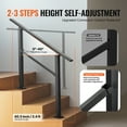 thumbnail image 4 of KFFKFF Outdoor Handrails for 2-3 Steps, Black Square Tube with Horizontal Bar, Carbon Steel Support Rails for Seniors, Suitable for Concrete and Deck Stairs, Simple Installation, 4 of 9