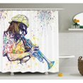 thumbnail image 1 of Ambesonne Music Afro Grunge Splash Art Shower Curtain Set, 1 of 1