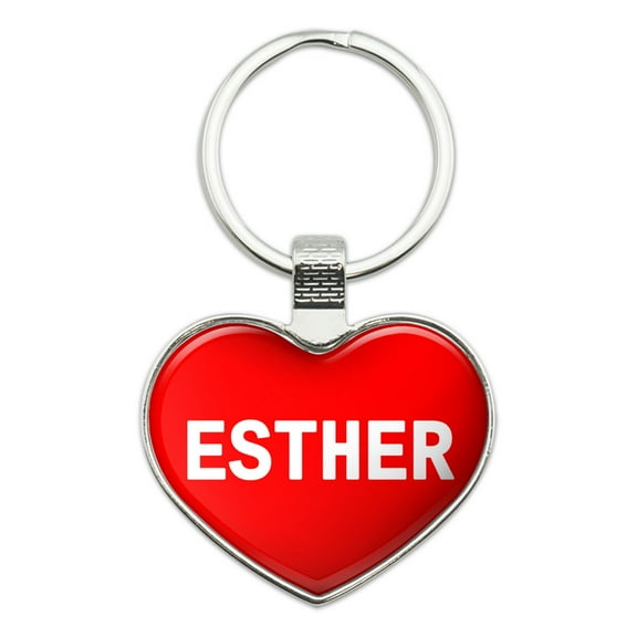 Esther I Love Name Heart Metal Key Chain