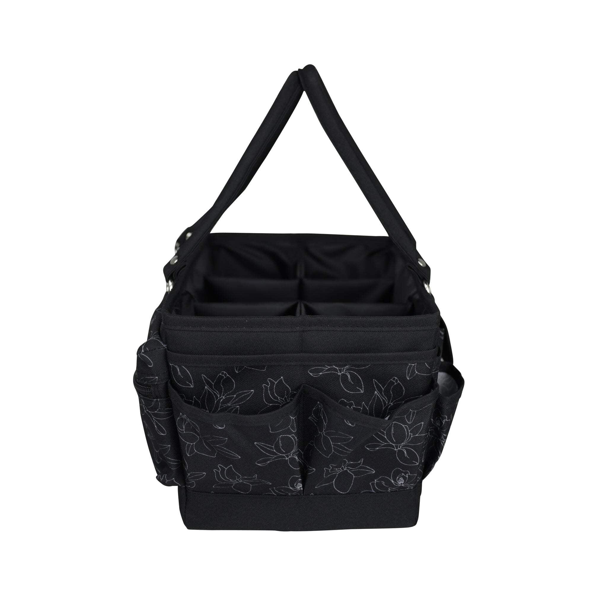 Deluxe Store  Tote Craft Organizer, Black  White Floral