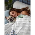 thumbnail image 3 of Blue Flower King Size Flat Sheet, Wrinkleproof & Fadeproof Cooling Flat Bed Sheet Only, Grey Plaid Hydrangeas Eucalyptus Leaves Breathable Soft Bedding Top Sheets 105 x 98 Inches, 3 of 8