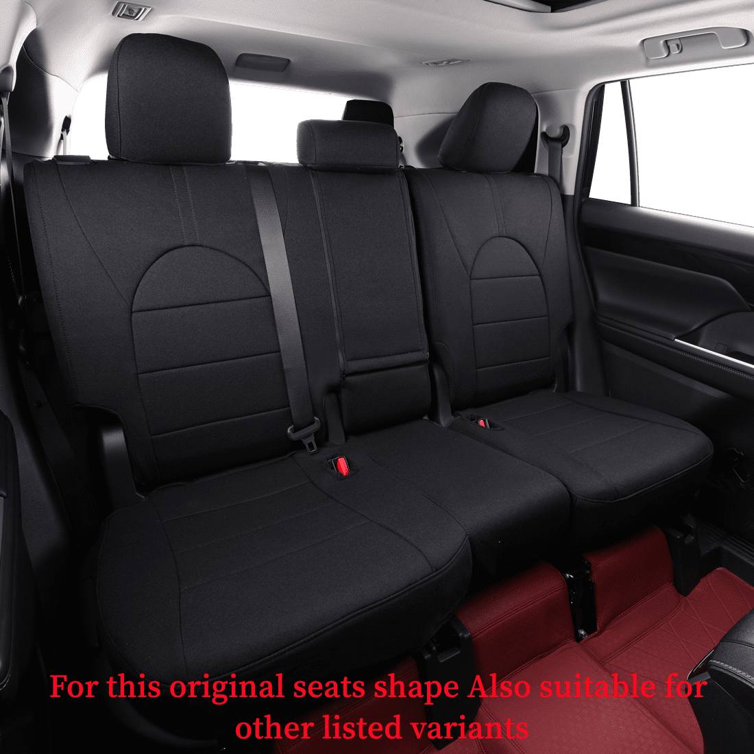 coverdream Grand Highlander Seat Covers Full Set for 2024 2025 2026 Toyota Grand Highlander SUV Seat Cushion,2nd Row w/Captain Seats - Polyester (Black,Full Set)