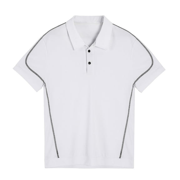 DAETIROS Polo Shirt for Men,Solid Short Sleeve Casual Collared Soft Mens Summer Top White Size M-3XL