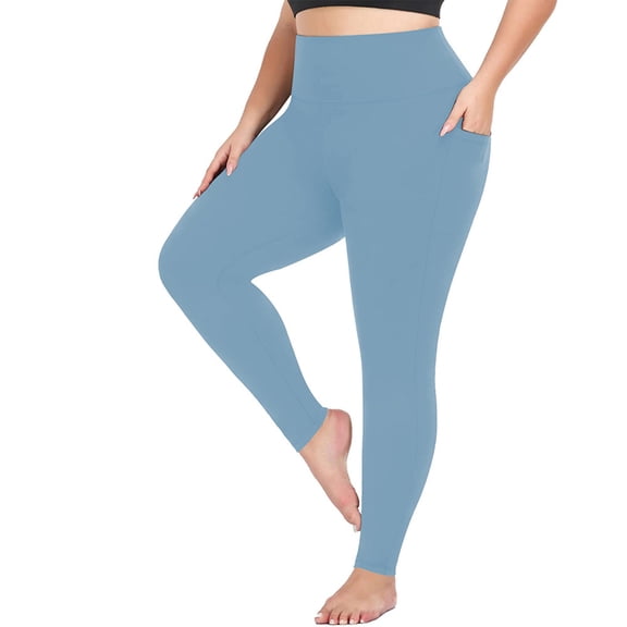 CCRFTGI PLus size Leggings for women Butt Lifting High Waist Booty Scrunch Gym Yoga Pants Impact Sports Textured Tights Athletic Tummy Control Crz Yoga Leggings Light Blue XL
