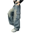 thumbnail image 3 of Avtoify Children's Loose Jeans Cargo Trousers Wide Leg Pants Children's with Pocket Casual Pants Fashion Long Pants, 3 of 7