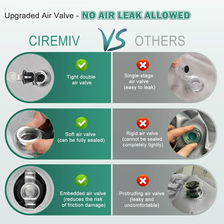 Car Camping Mattress, Portable Travel Sleeping Bed Inflatable Mattress - Air Bed for Car Universal SUV with Two Air Pillows, Black