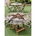 thumbnail image 3 of Outdoor Tablecloth with Umbrella Hole and Zipper, Texas Star Vintage Round Table Cloth 60 Inch Waterproof Tablecloth, Retro Brown Berry Wooden Picnic Table Cover for Patio Camping, 3 of 7