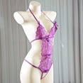 thumbnail image 4 of Women One Piece Lingerie Deep V Lace Bodysuit Babydoll Teddy Underwear, 4 of 5