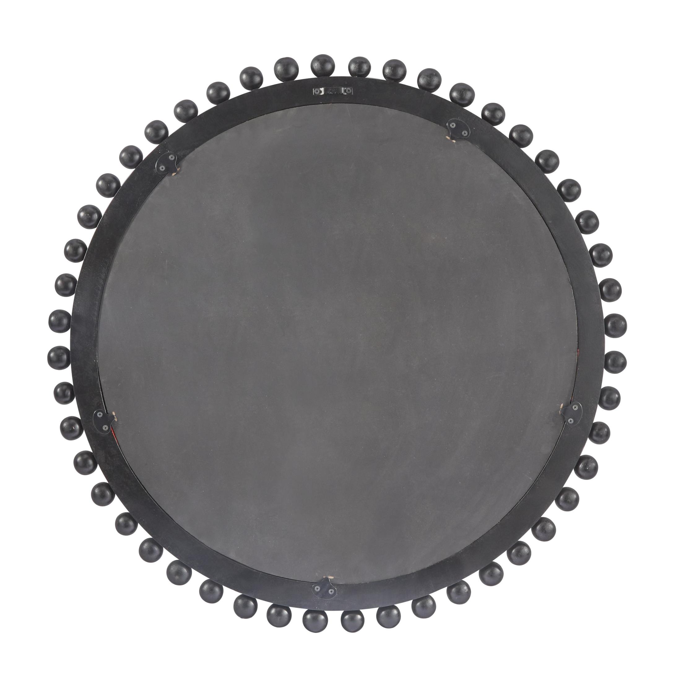 DecMode 35" x 35" Black Wall Mirror with Beaded Detailing