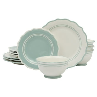 The Pioneer Woman Farmhouse Lace 12-Piece Dinnerware Set, Teal