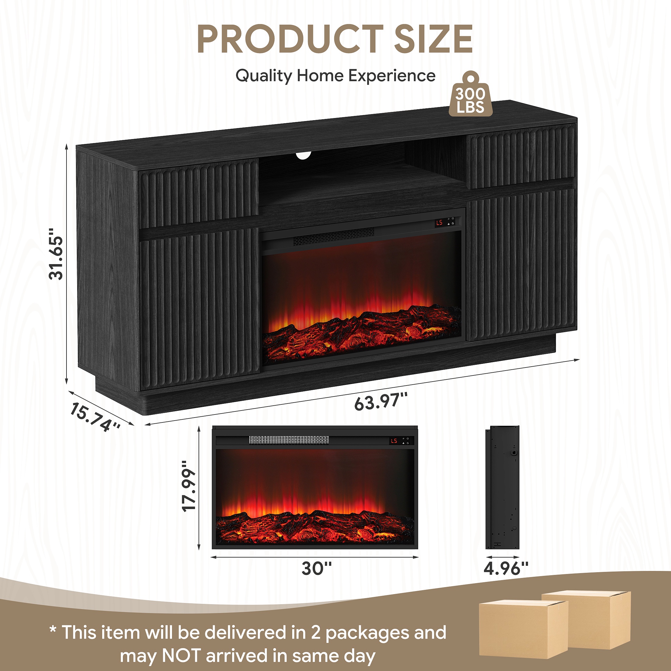 Sesslife Fireplace TV Stand with 30" Electric Fireplace for 70" TV photo 4