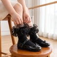 thumbnail image 6 of Ruffle Ankle Socks for Girls with Pearl Double Lace Frilly Socks for Kids Stretchy Fit Princess Style Dress Socks, 6 of 6