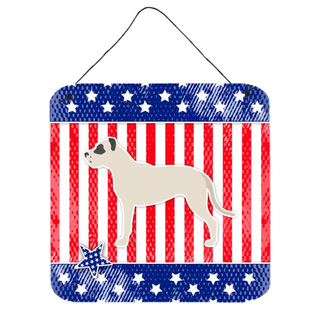 Caroline's Treasures USA Patriotic Dogo Argentino Impresiones para colgar en la pared o en la puerta BB3367DS66, 6 x 6, multicolor Caroline's Treasures BB3367DS66