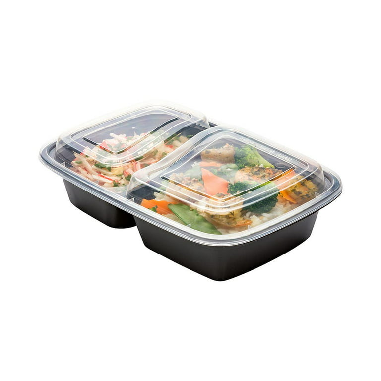Microwavable Food Containers, 2-Compartment with Lids - Black & White –  EcoQuality Store