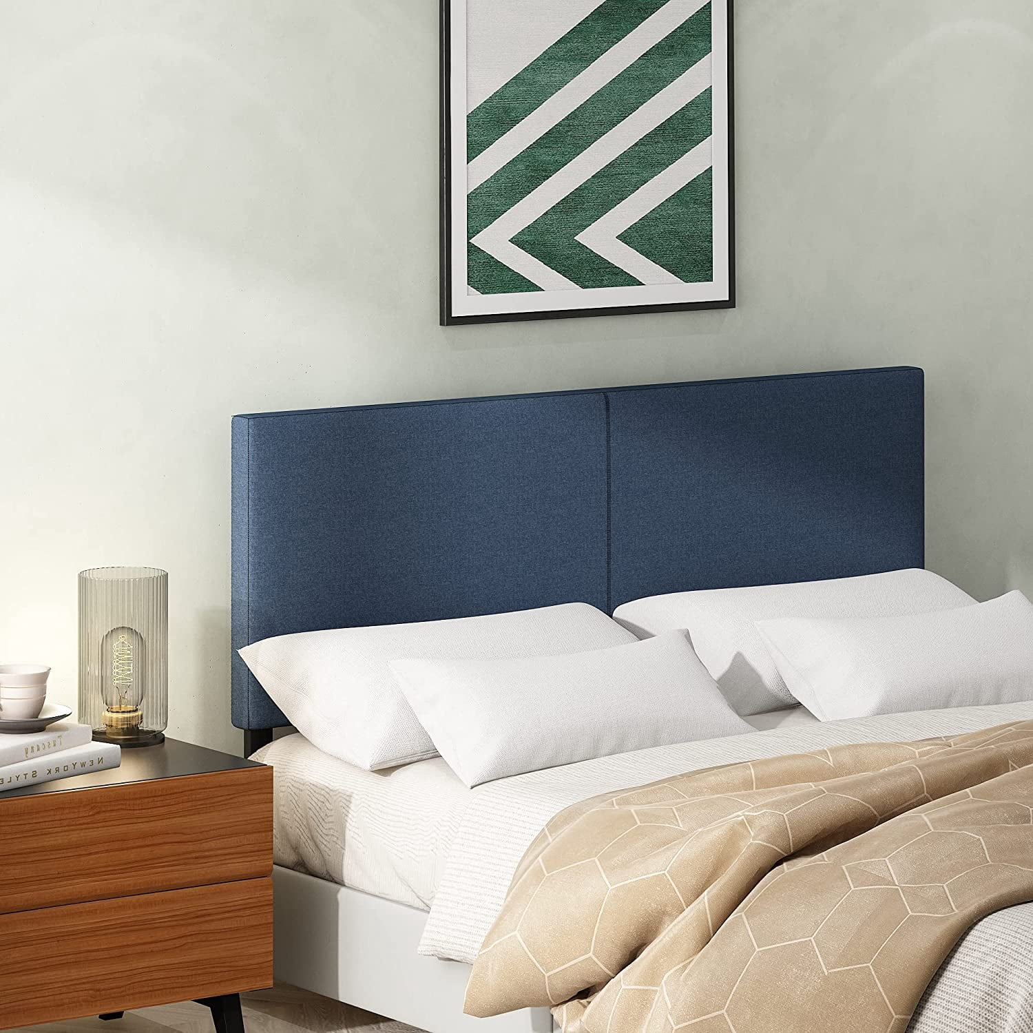 Furinno Roanne Upholstered Headboard, Denim, Queen