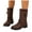 Coffee, variant on Wide Calf Fall Boots for Women Suede Pulll on Lug Sole Chunky Heel Casual Mid Calf Motorcycle Booties
