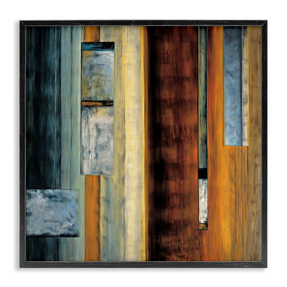 Stupell Industries Rustic Lodge Rustic Rectangular Abstraction Brown Orange Blue Black Framed Giclee Art, 12 x 12, by Aaron Summers