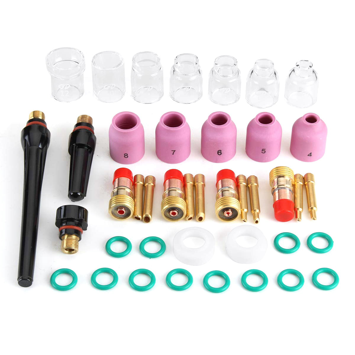 41Pcs/Lot TIG Welding Torch Nozzle Ring Cover Lens Glass Kit for WP17/18/26 Welding Accessories Kit Set -